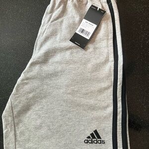 adidas Gray Sweatpants with Black Side Stripes - Kids